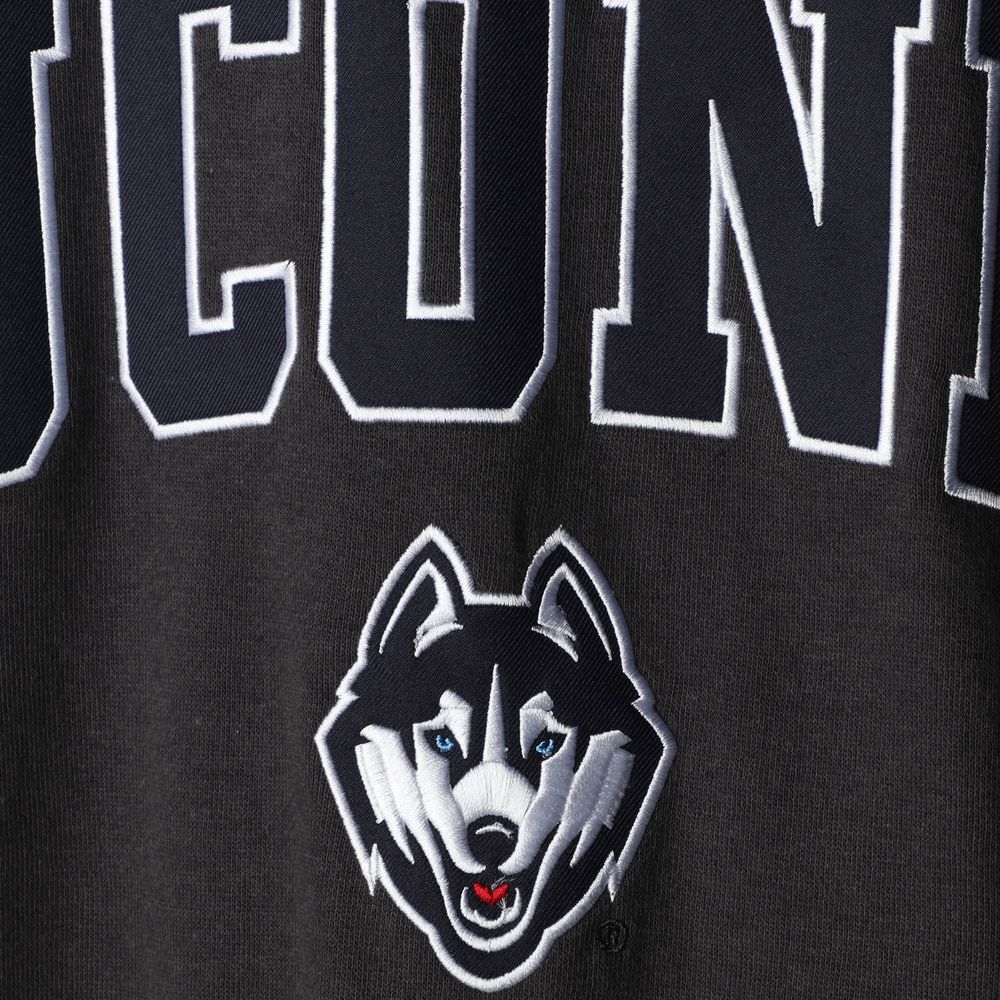 Men's Colosseum Charcoal UConn Huskies Arch & Logo Crew Neck Sweatshirt