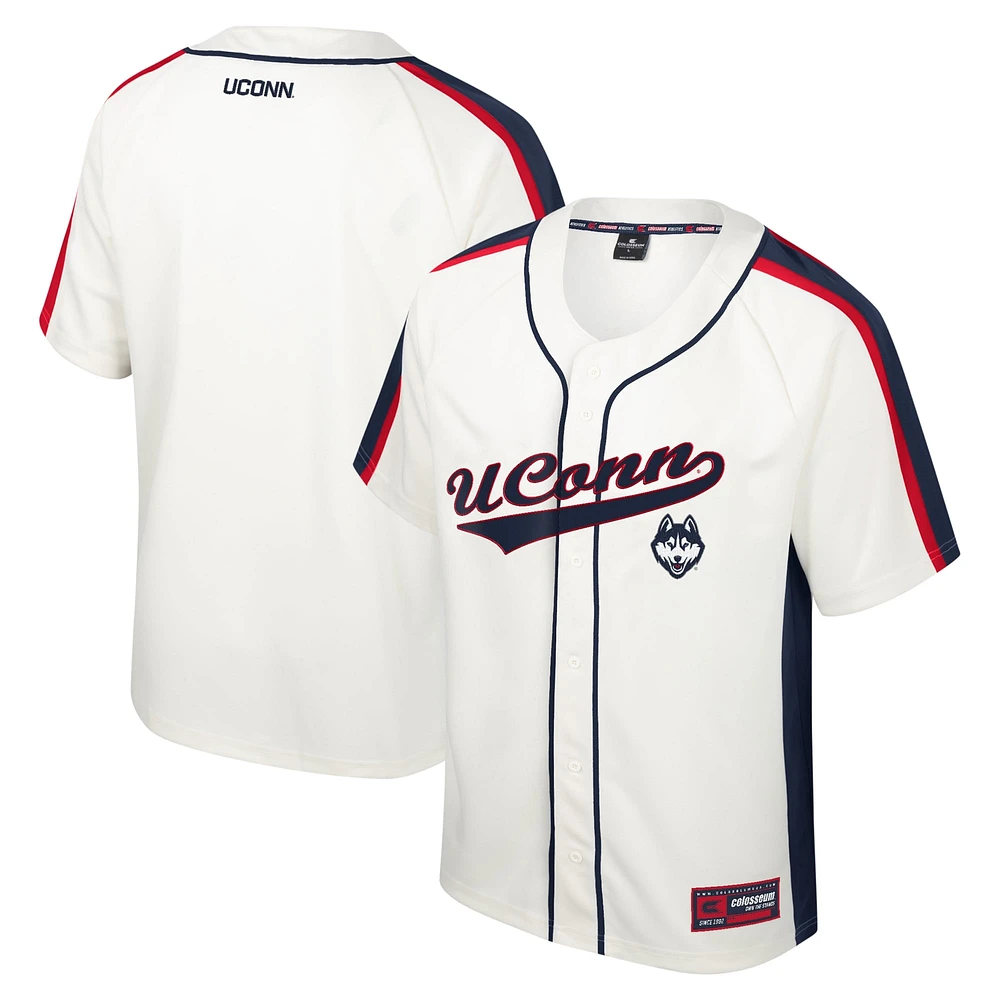 Men's Colosseum Cream UConn Huskies Ruth Button-Up Baseball Jersey