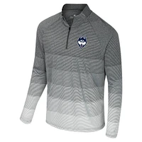 Men's Colosseum  Gray UConn Huskies AI Striped Mesh Quarter-Zip Raglan Windshirt