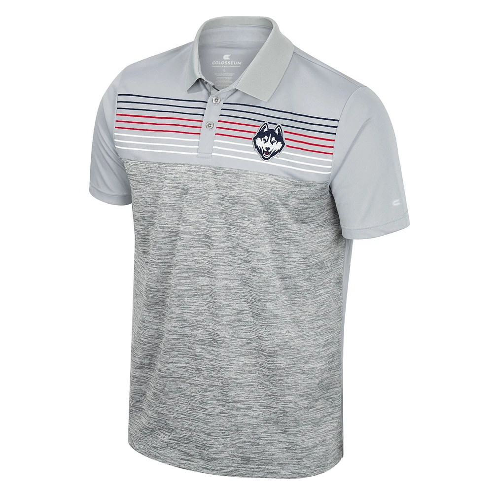 Polo cybernétique UConn Huskies Colosseum gris pour homme