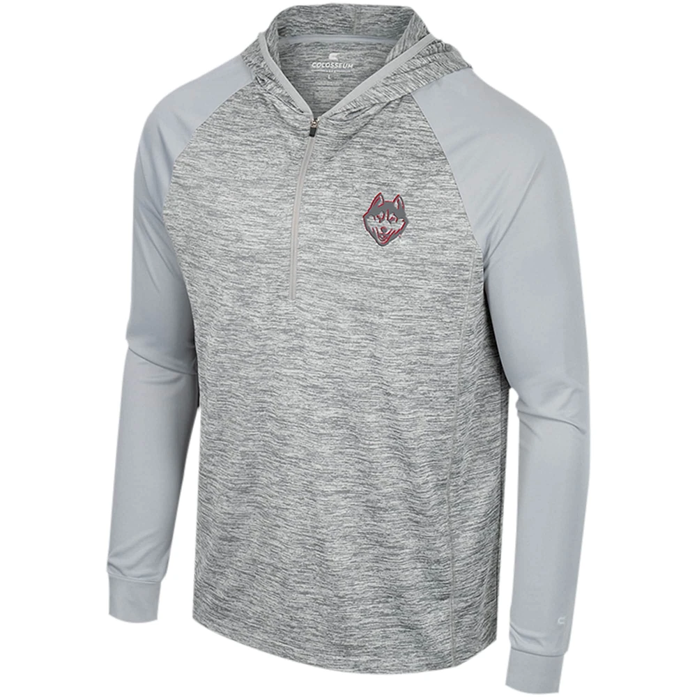 Men's Colosseum Gray UConn Huskies Cybernetic Raglan Quarter-Zip Hooded Top