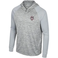 Men's Colosseum Gray UConn Huskies Cybernetic Raglan Quarter-Zip Hooded Top