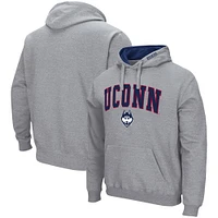 Sweat à capuche UConn Huskies Arch & Logo 3.0 Colosseum gris chiné pour homme