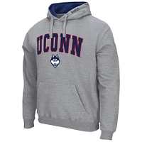 Sweat à capuche UConn Huskies Arch & Logo 3.0 Colosseum gris chiné pour homme