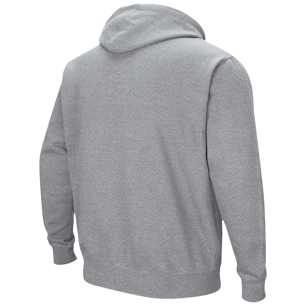 Sweat à capuche UConn Huskies Arch & Logo 3.0 Colosseum gris chiné pour homme