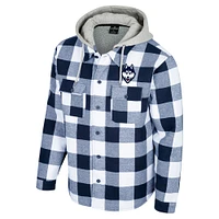 Veste à capuche entièrement zippée carreaux Buffalo Colosseum bleu marine/blanc pour homme UConn Huskies