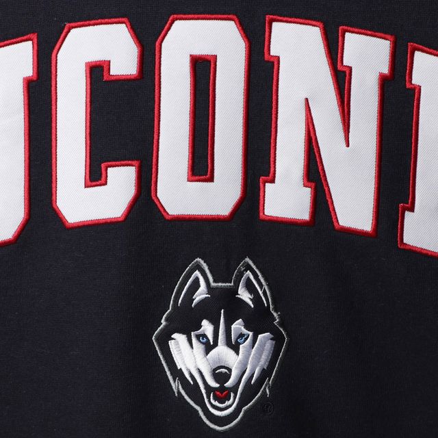 Colosseum Navy UConn Huskies Arch & Logo Sweat-shirt à col rond pour homme