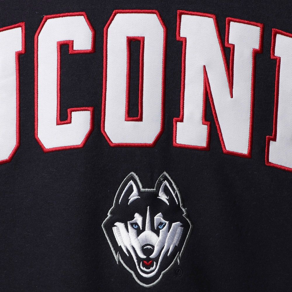 Men's Colosseum Navy UConn Huskies Arch & Logo Crew Neck Sweatshirt