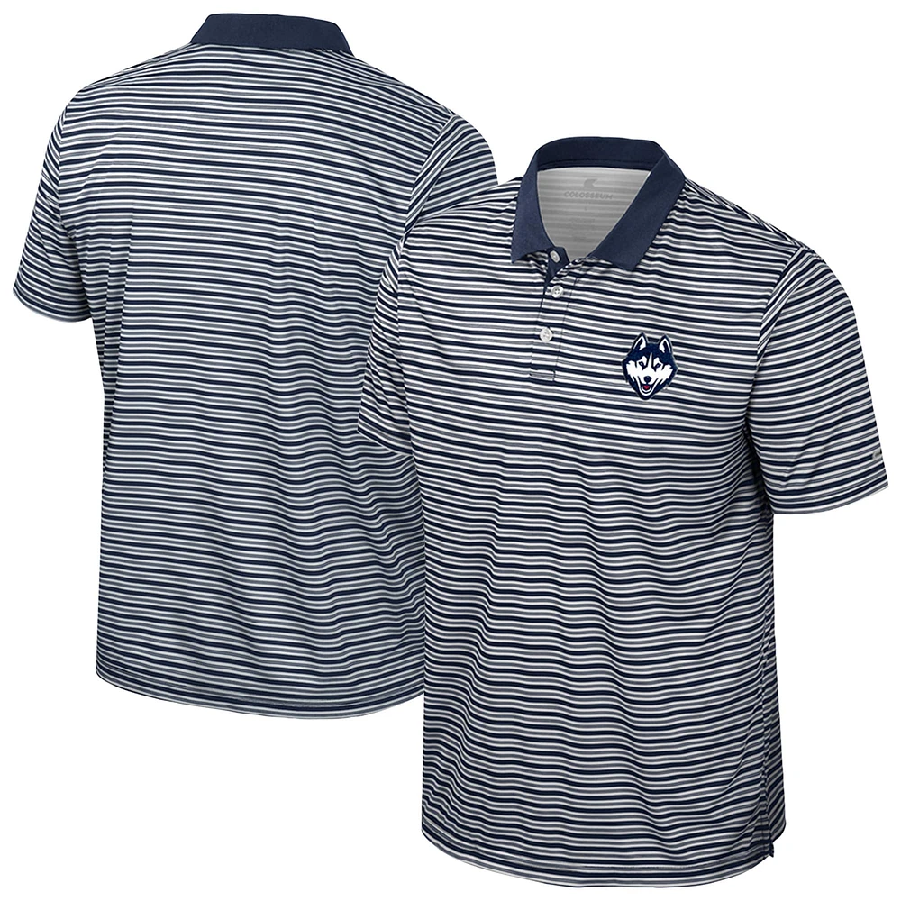 Men's Colosseum Navy UConn Huskies Striped Polo
