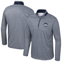 Men's Colosseum Navy UConn Huskies Striped Quarter-Zip Top