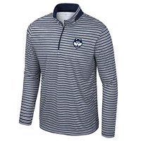 Men's Colosseum Navy UConn Huskies Striped Quarter-Zip Top