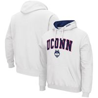 Men's Colosseum White UConn Huskies Arch & Logo 3.0 Pullover Hoodie