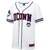 Men's Colosseum White UConn Huskies Free Spirited Mesh Button-Up Baseball Jersey