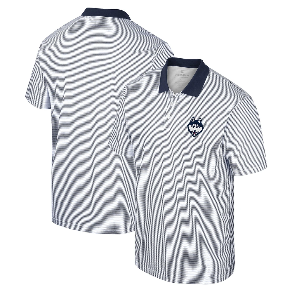 Polo à rayures UConn Huskies Colosseum blanc pour hommes