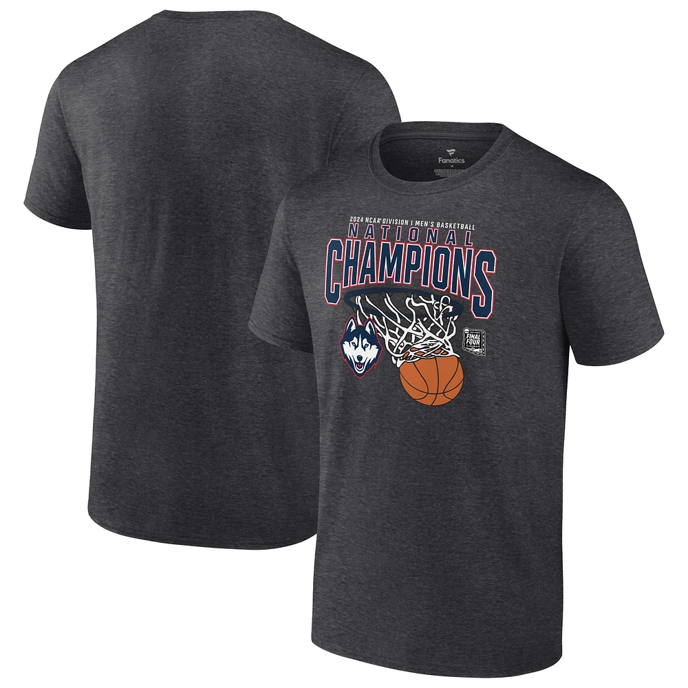 T-shirt de base des champions nationaux basket-ball masculin Fanatics Charcoal UConn Huskies 2024 NCAA