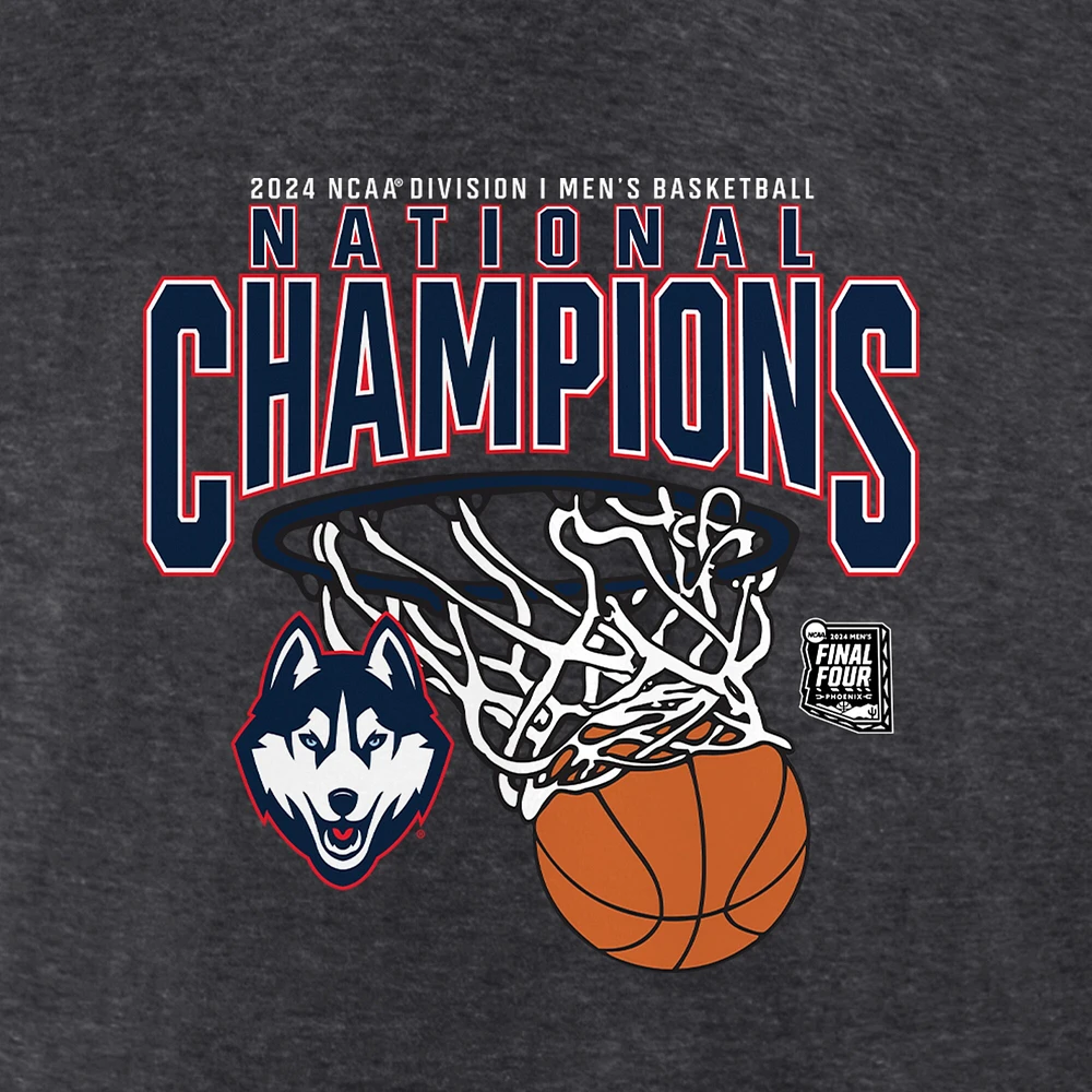 T-shirt de base des champions nationaux basket-ball masculin Fanatics Charcoal UConn Huskies 2024 NCAA