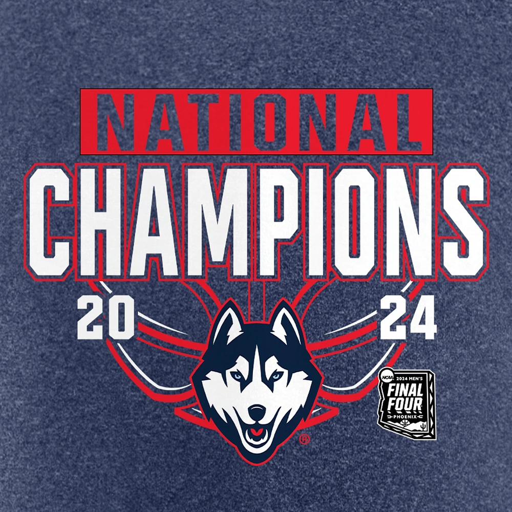 Men's Fanatics  Heather Navy UConn Huskies 2024 NCAA Basketball National Champions T-Shirt