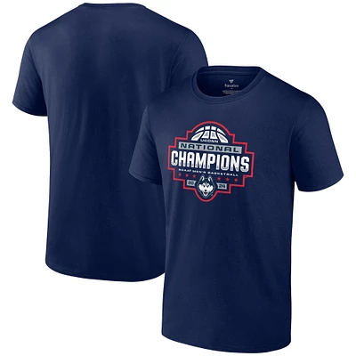 T-shirt avec logo officiel des champions nationaux de basket-ball masculin Fanatics Navy UConn Huskies 2024 la NCAA