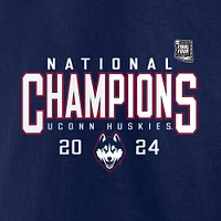 Men's Fanatics  Navy UConn Huskies 2024 NCAA Basketball National Champions Schedule T-Shirt