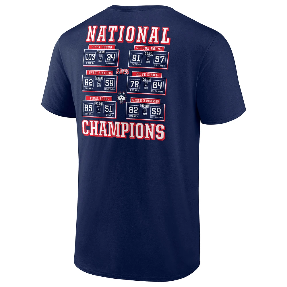 Men's Fanatics  Navy UConn Huskies 2025 NCAA Women's Basketball National Champions Schedule T-Shirt