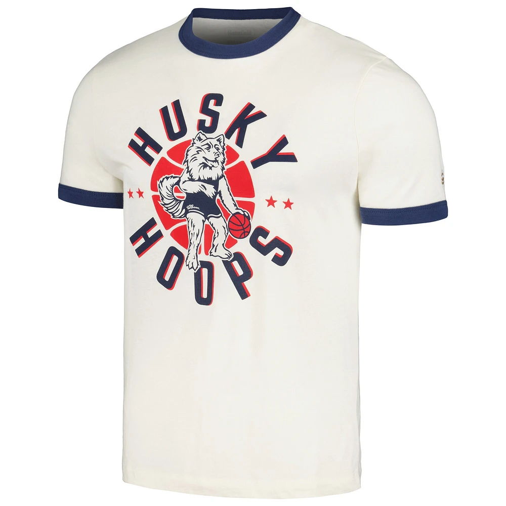 T-shirt pour hommes Homefield Cream UConn Huskies Husky Hoops Ringer