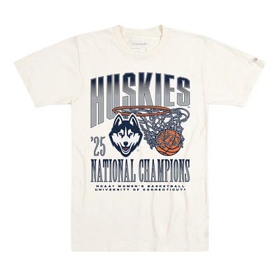T-shirt tri-blend Homefield Natural UConn Huskies pour homme, champion national de basketball féminin NCAA 2025