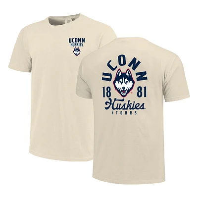 Men's  Natural UConn Huskies Comfort Colors Mascot Overlay T-Shirt