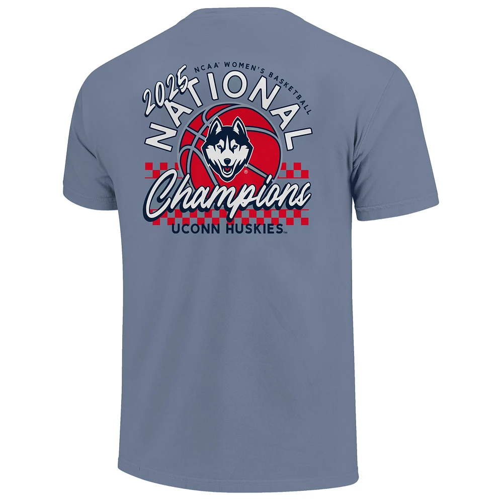 T-shirt à carreaux bleu marine pour homme UConn Huskies, champion national de basketball féminin NCAA 2025, couleurs confort