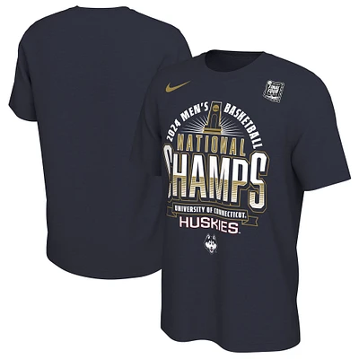 T-shirt de vestiaire des champions nationaux basket-ball pour hommes Nike Navy UConn Huskies 2024 NCAA