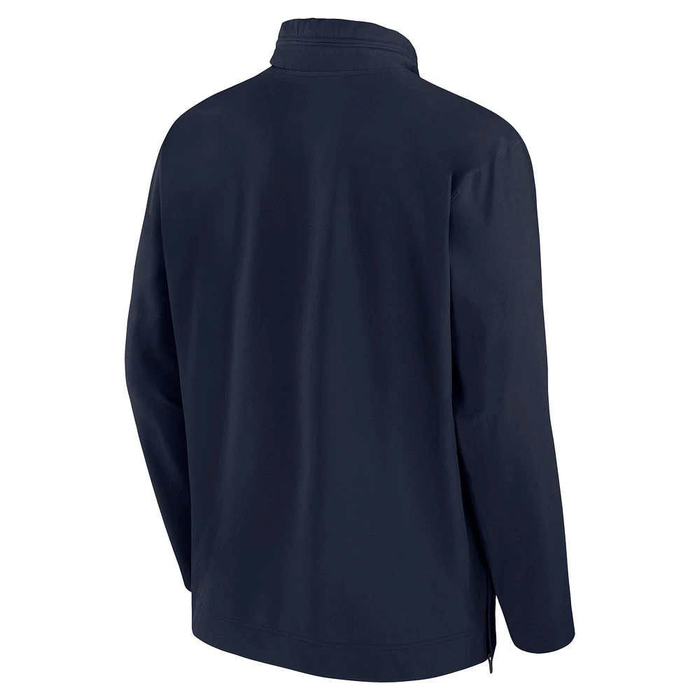 Men's Nike Navy UConn Huskies 2024 Sideline Coach Quarter-Zip Hoodie Jacket