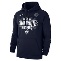 Sweat à capuche Nike bleu marine pour homme UConn Huskies 2025 NCAA Women's Basketball National Champions Vestiaire
