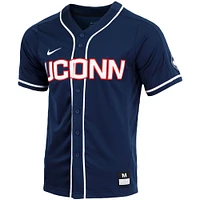 Maillot de baseball Nike UConn Huskies Replica pour homme, bleu marine, boutonné sur toute la longueur