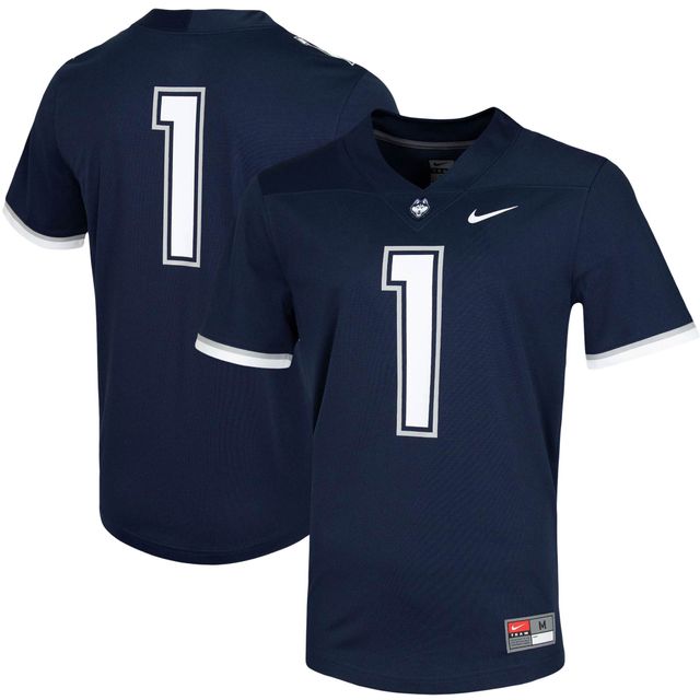 Maillot de match intouchable Nike #1 UConn Huskies pour homme, bleu marine