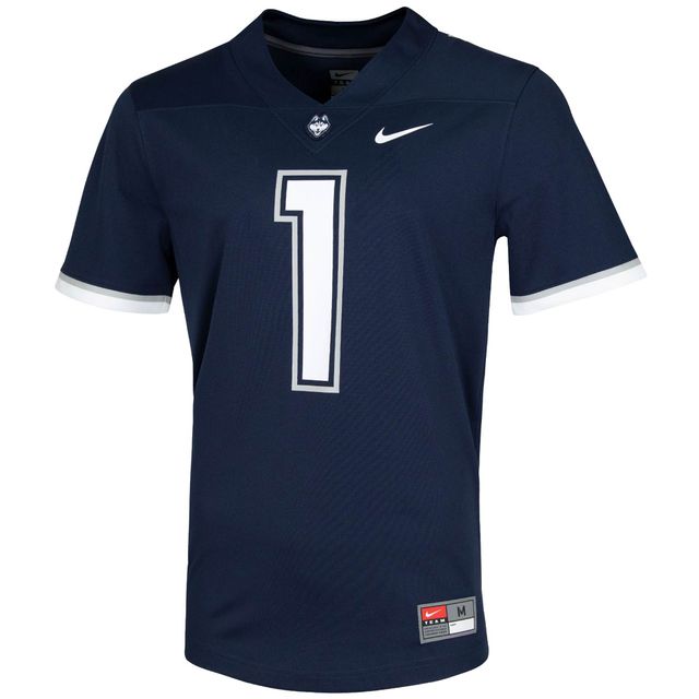 Maillot de match intouchable Nike #1 UConn Huskies pour homme, bleu marine