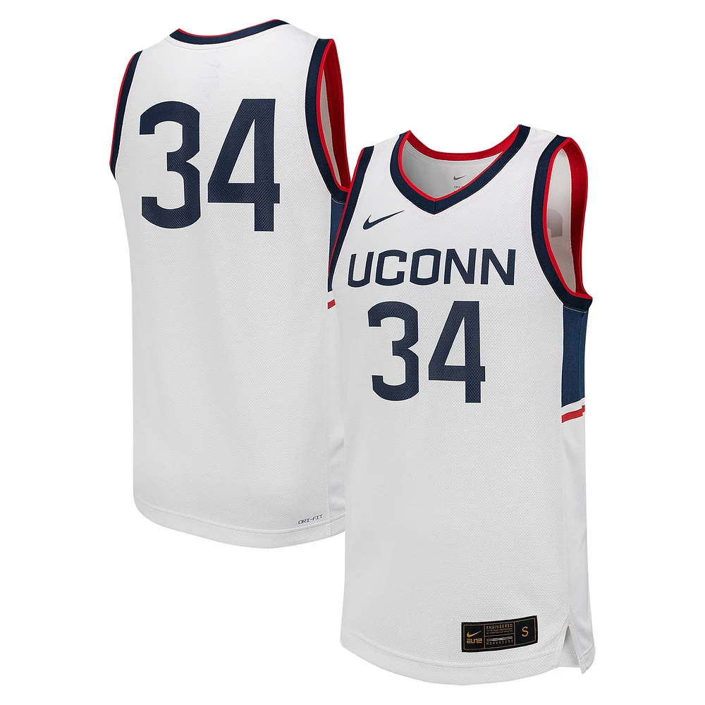 Maillot de basket-ball réplique UConn Huskies Nike #34 blanc pour homme