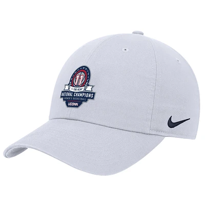 Casquette ajustable Nike blanche pour homme UConn Huskies 11 fois champions NCAA Club