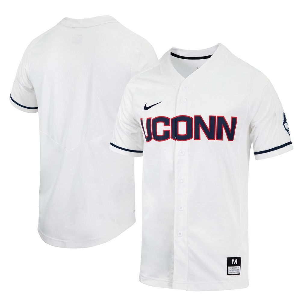 Men's Nike White UConn Huskies Replica Full-Button Baseball Jersey