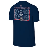 Men's Original Retro Brand Navy UConn Huskies Back-To-Back NCAA Basketball National Champions T-Shirt