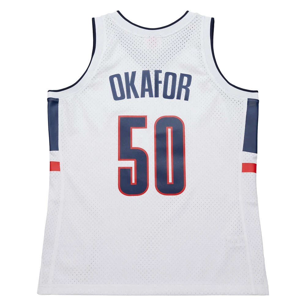 Men's UConn Huskies Emeka Okafor Mitchell & Ness White 2001/02 Swingman Replica Jersey