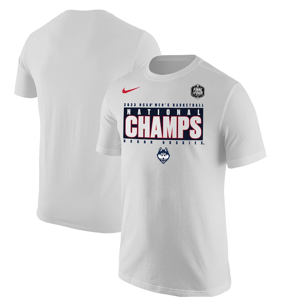 Nike UConn Huskies 2023 NCAA Basketball National Champions Pebble T-Shirt Homme Blanc