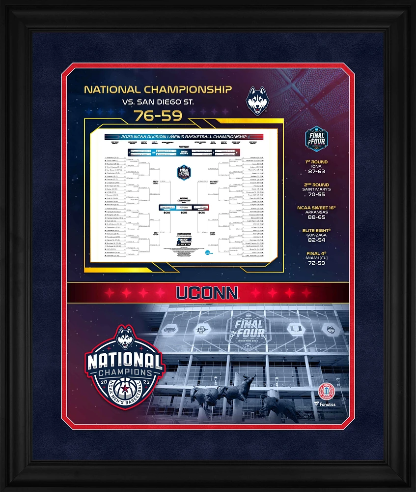 UConn Huskies 2023 NCAA Men's Basketball National Champions Framed 20" x 24" Bracket Collage Photo