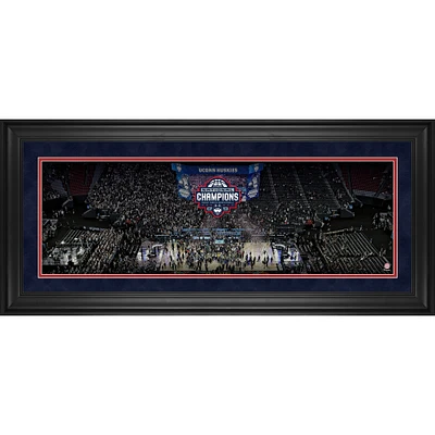 Collage panoramique encadré du stade 10" x 30" des champions nationaux de basketball masculin de la NCAA 2024 des Huskies de l'UConn