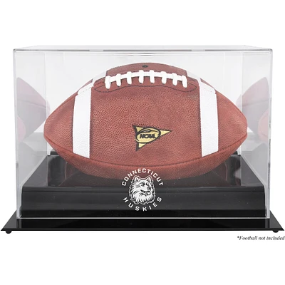 Vitrine de présentation de football avec logo de l'équipe UConn Huskies Black Base et dos miroir