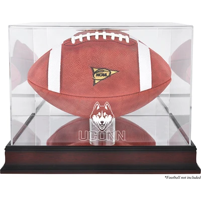 UConn Huskies Vitrine de football avec logo en acajou et dos miroir