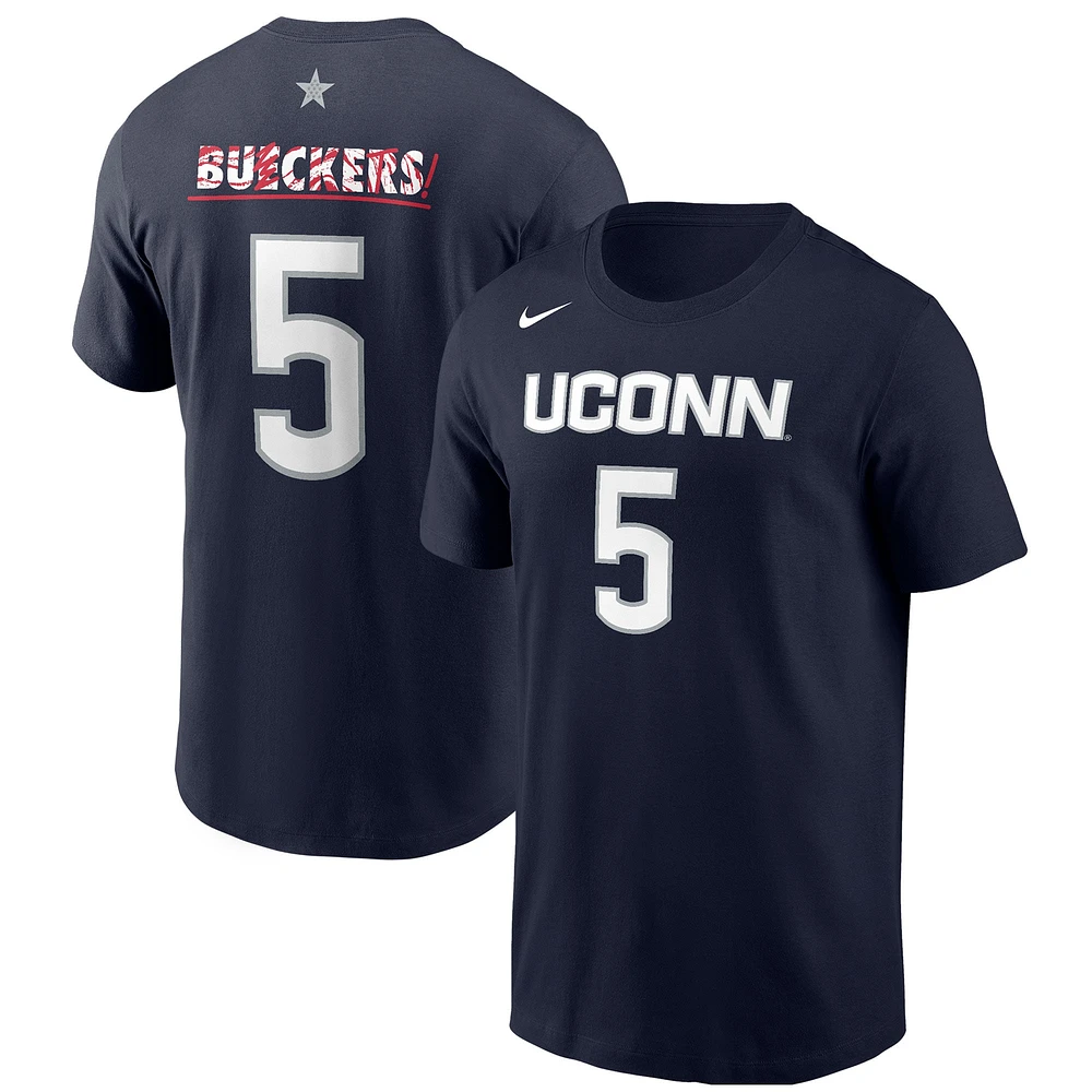 T-shirt unisexe Nike Paige Bueckers bleu marine avec nom et numéro de joueur des Huskies l'UConn