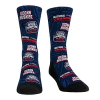 Chaussettes unisexes Rock Em bleu marine UConn Huskies 2025 NCAA Women's Basketball National Champions All-Over Crew