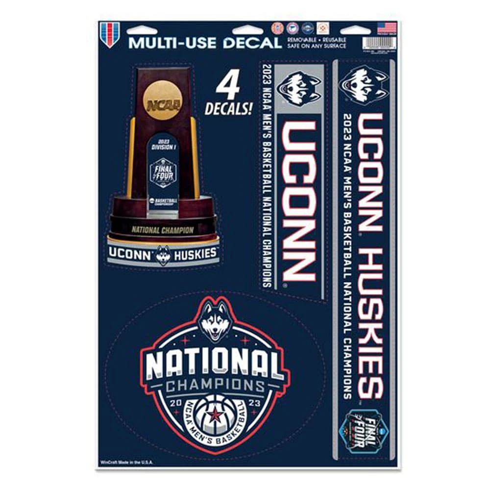 WinCraft UConn Huskies 2023 NCAA Men's Basketball National Champions 11'' x 17 '' Multi-Use Decal Set