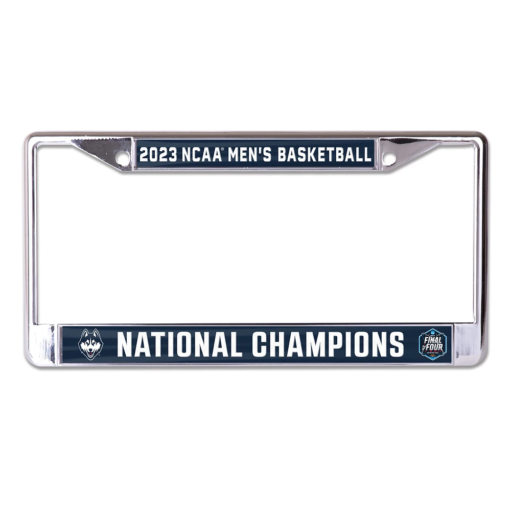 WinCraft UConn Huskies 2023 NCAA Champions nationaux de basket-ball pour homme Cadre de plaque d'immatriculation en métal découpé au laser