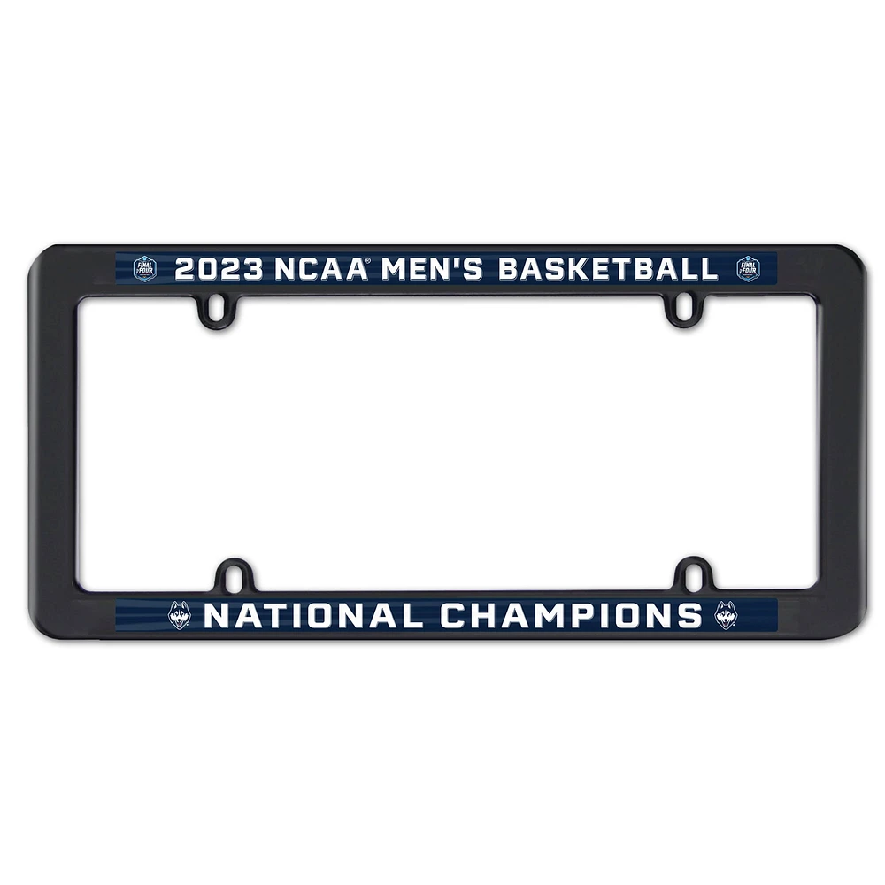 WinCraft UConn Huskies 2023 NCAA Champions nationaux de basket-ball pour hommes Cadre de plaque d'immatriculation en plastique à jante mince