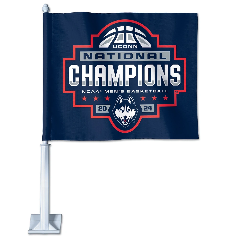 WinCraft UConn Huskies 2024 NCAA Men's Basketball National Champions 11,75" x 14" Drapeau de voiture double face